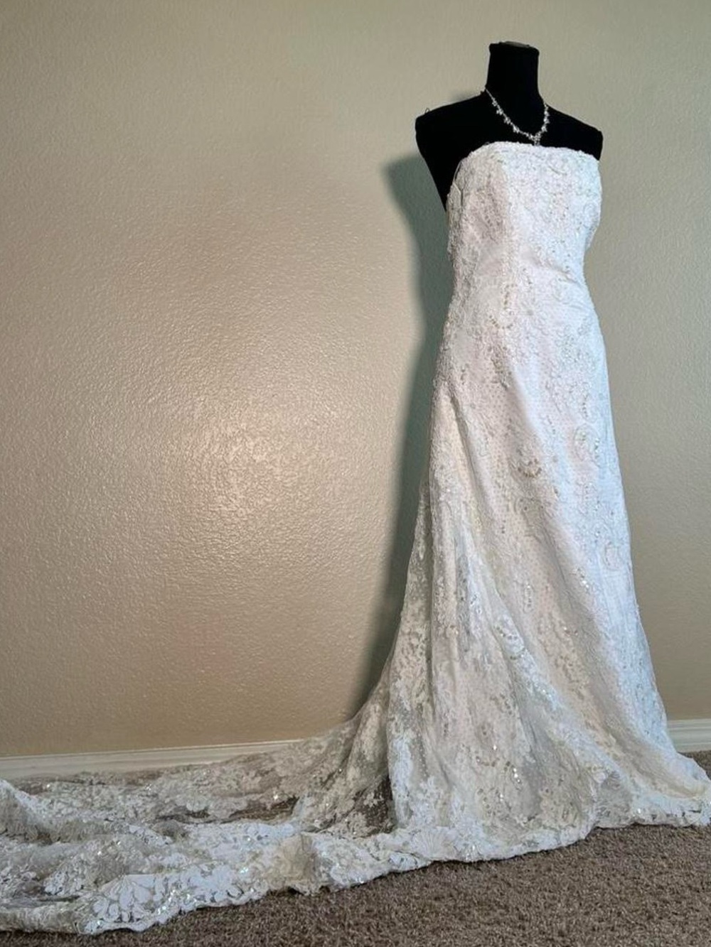 Strapless Beaded Sequin Lace Mermaid Wedding Dress Bridal Gown